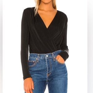 Free People Turnt Black Long Sleeve Bodysuit